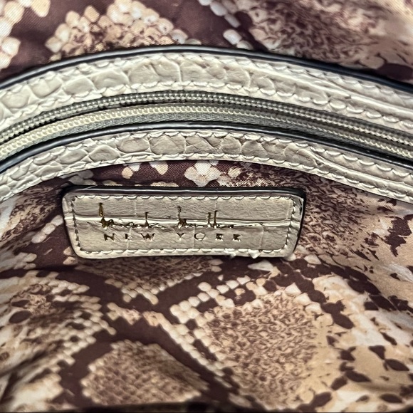 Nicole Miller Faux Leather Snakeskin Large Tote Beige - Picture 8 of 11